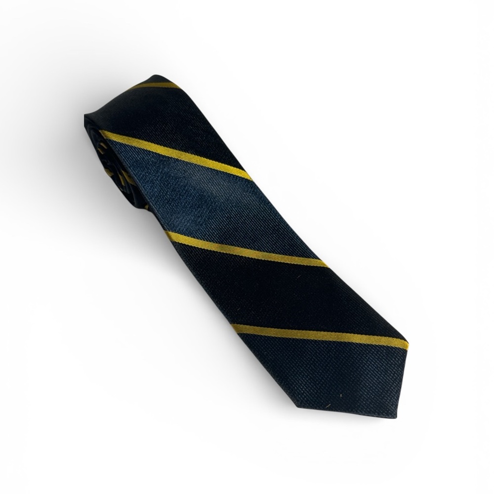 SEARS ROEBUCK Vintage Thin Navy/Green/Gold Striped Men's Tie